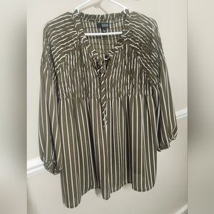 a.n.a Blouse with smocking & tie detail elastic 3/4 length sleeve